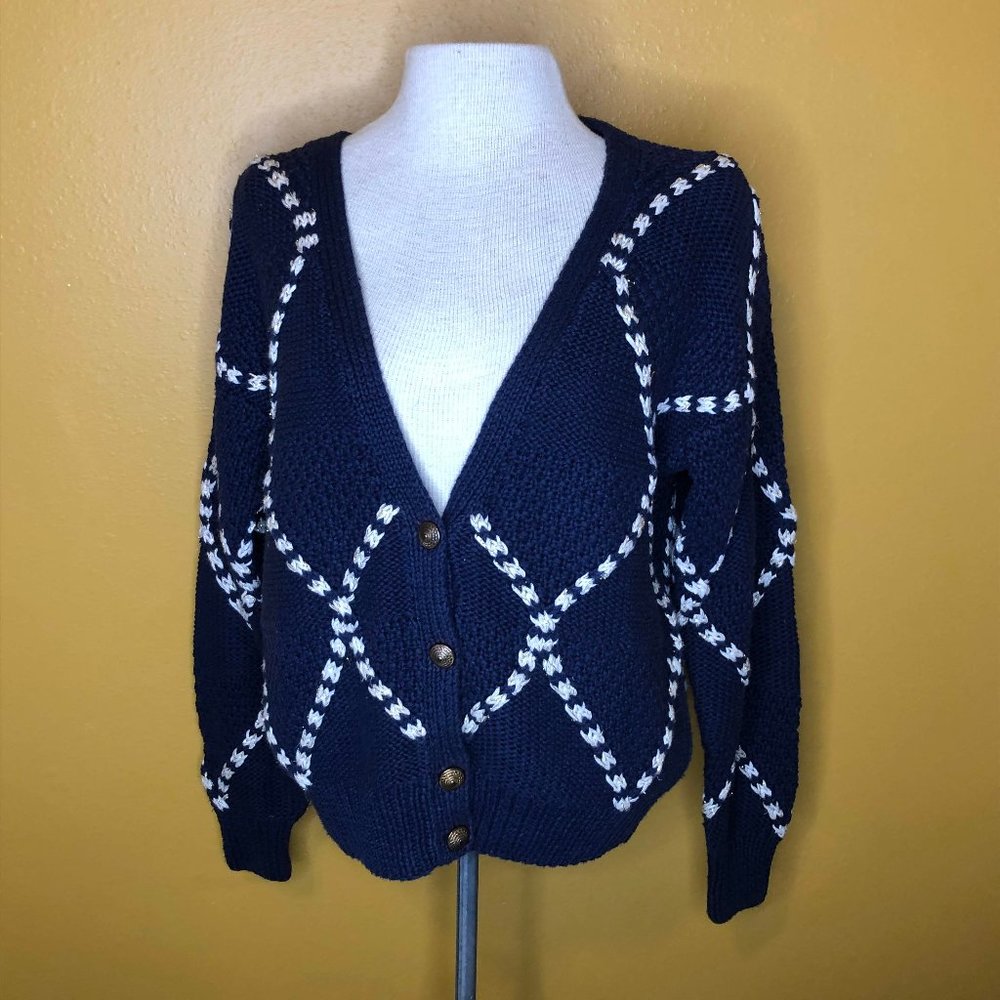 Vintage Ninon de Lenclos Hand Knit Cardigan, M